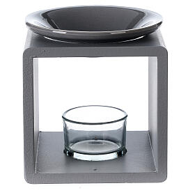 Candle oil diffuser grey cube ceramic 12.5 cm