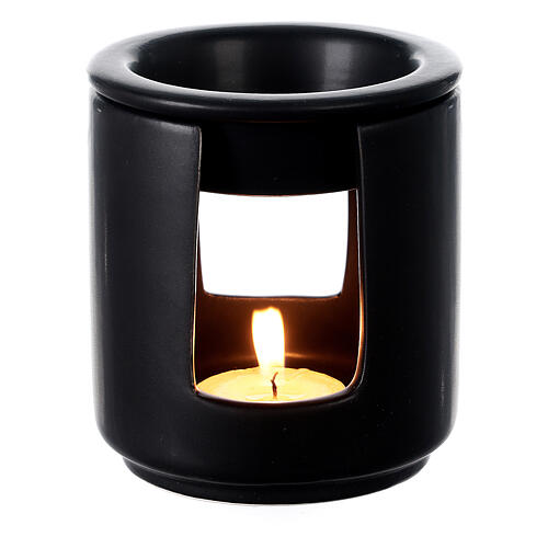 Candle oil diffuser black ceramic 10x9 cm 2