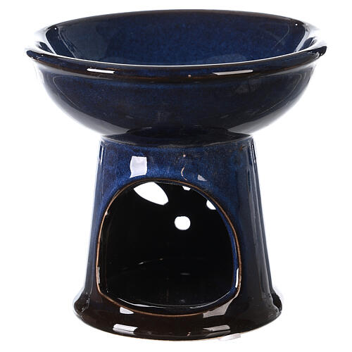 Essenzen-Diffusor aus Keramik mit blauem Emaillack und Lotosdekoration, 13 cm 4