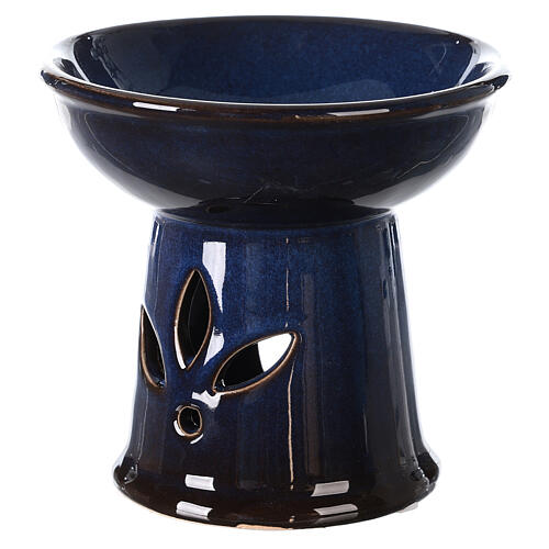 Ceramic essence diffuser blue enamel 13 cm Lotus 3