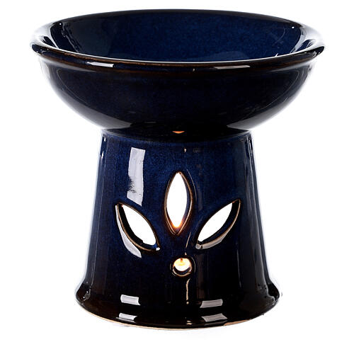 Blue enamel ceramic essence diffuser 13 cm Lotus 5