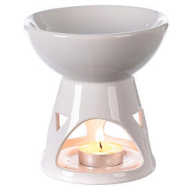 Candle oil diffuser, white glazed 12x12 cm