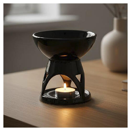 Difusor de essências cerâmica esmalte preto 12x12 cm 2
