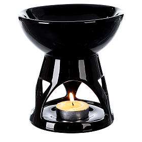 Candle oil diffuser, black glazed 12x12 cm