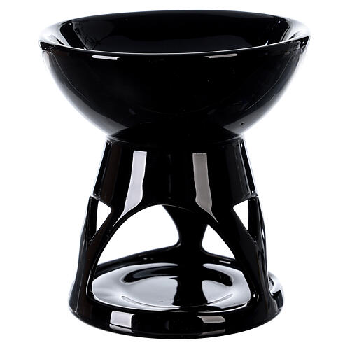 Candle oil diffuser, black glazed 12x12 cm 4