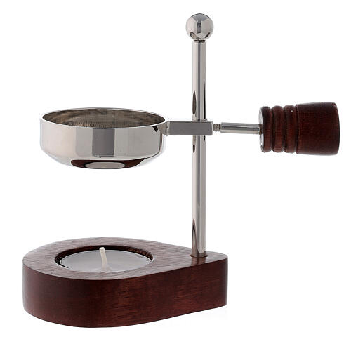Adjustable incense burner, nickel-plated brass, wood candle holder 1