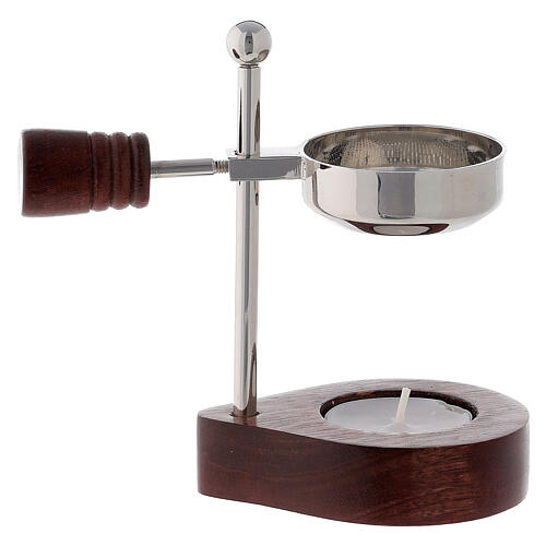 Adjustable incense burner, nickel-plated brass, wood candle holder 2