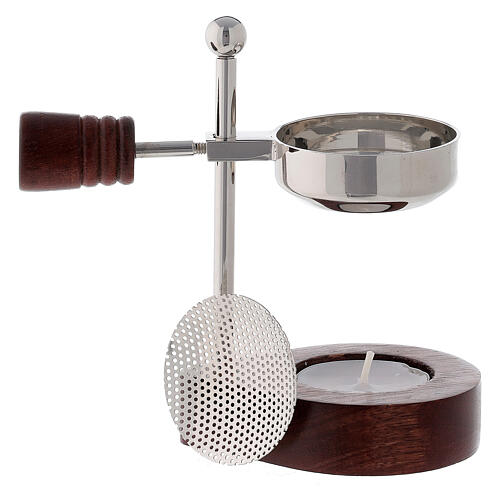 Adjustable incense burner, nickel-plated brass, wood candle holder 5