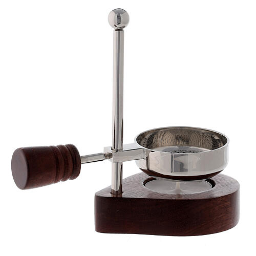 Adjustable incense burner nickel-plated brass wood 3