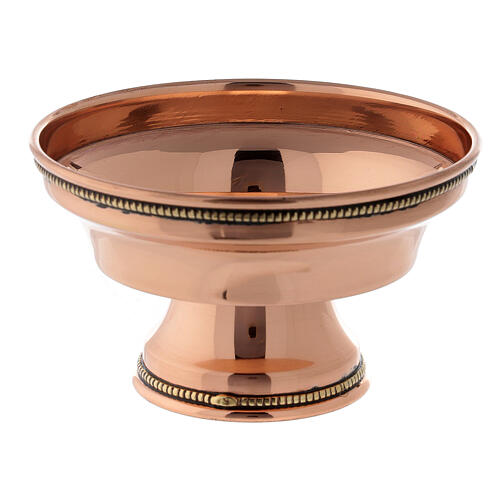 Copper incense burner bowl pearl edged diameter 10 cm 1