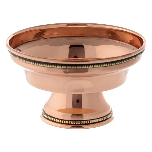 Copper incense burner bowl pearl edged diameter 10 cm 2