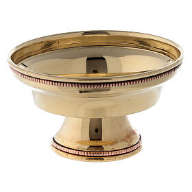 Incense bowl, embossed beads, gold plated brass, 10 cm diameter