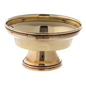 Incense bowl, embossed beads, gold plated brass, 10 cm diameter