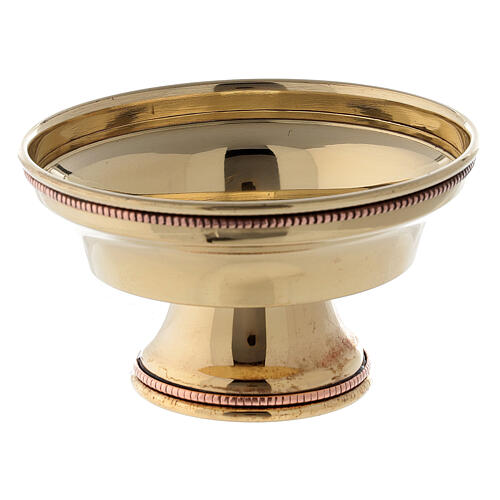 Incense bowl, embossed beads, gold plated brass, 10 cm diameter 1