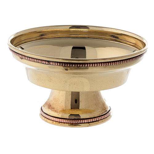 Golden brass incense burner bowl with pearl edge 10 cm 2