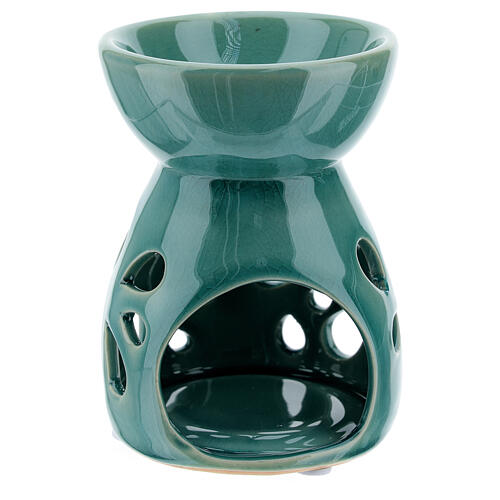 Pebetero esencias cerámica perforado verde esmeralda 11 cm 1