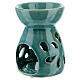 Green candle oil diffuser 11 cm ceramic perforated s2