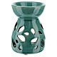 Green candle oil diffuser 11 cm ceramic perforated s3
