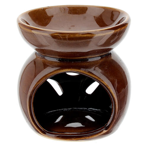 Pebetero esencias cerámica perforado marrón 8 cm 1