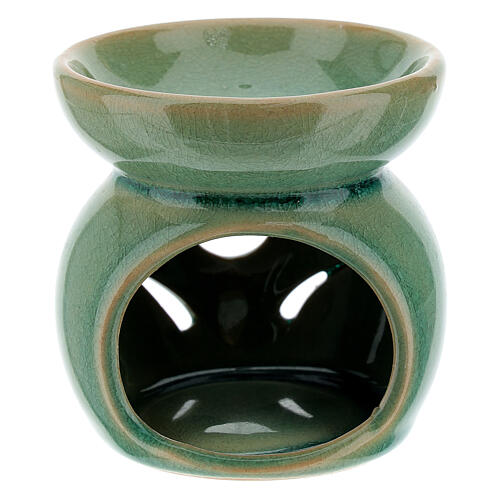 Essenzbrenner aus gelochter smaragdgrüner Keramik, 7 cm 1