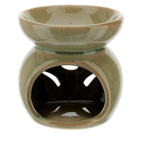 Essence burner in perforated ceramic 7 cm marsh green 1