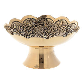 Decorated incense bowl, gold plated brass, 10 cm diameter