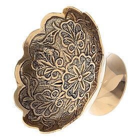 Ornate golden brass incense holder bowl diam 10 cm