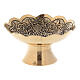 Ornate golden brass incense holder bowl diam 10 cm s1