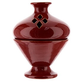 Perforated red ceramic incense burner 13 cm