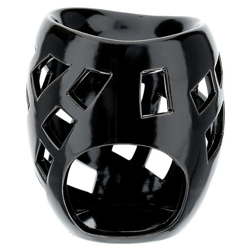 Black ceramic cut-out essential oil burner 12x11 cm 1