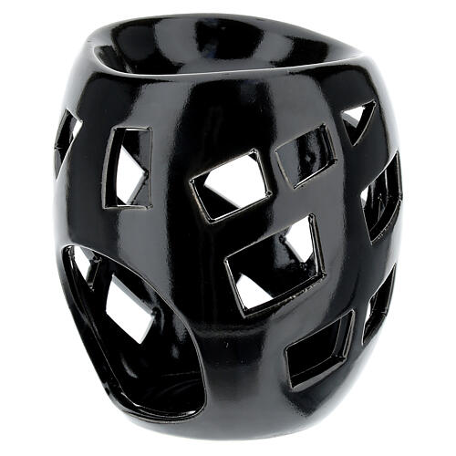 Black ceramic cut-out essential oil burner 12x11 cm 2