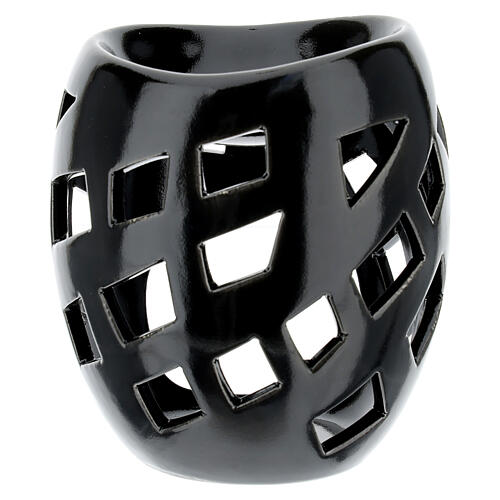 Black ceramic cut-out essential oil burner 12x11 cm 4