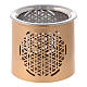 Golden metal incense burner h 6 cm cut-out floral pattern s1
