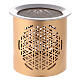 Golden metal incense burner with cut-out floral pattern 9 cm s1