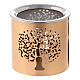 Kadzielniczka z żelaza kolor złoty, h 6 cm, perforowana dekoracja drzewo życia s2