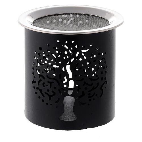 Brûle-encens noir ajouré métal h 6 cm Arbre de la Vie 1