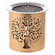 Queimador com árvore da vida perfurada incenso metal dourado h 9 cm s1