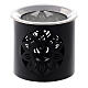 Incense burner with cut-out flower 6 cm black metal s1