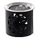 Incense burner with cut-out flower 6 cm black metal s2