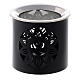 Incense burner h 6 cm perforated black iron floral decor s1