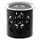 Black iron incense burner h 9 cm flower design s1