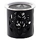 Black iron incense burner h 9 cm flower design s2