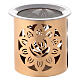 Incense burner with cut-out flower, golden metal, 9 cm s2