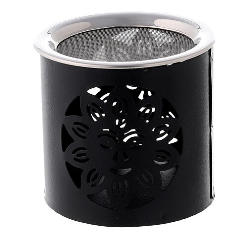 Black incense burner with cut-out sun, h 6 cm, metal 2