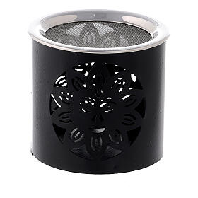Queimador incenso preto com sol perfurada metal h 6 cm