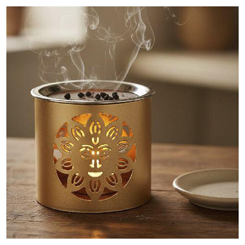 Incense burner golden sun perforated iron h 6 cm 2
