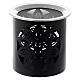 Incense burner with cut-out sun on black metal h 9 cm s1