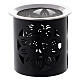 Incense burner with cut-out sun on black metal h 9 cm s2