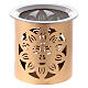 Incense burner with sun decoration, golden iron perforations h 9 cm s1