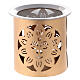 Incense burner with sun decoration, golden iron perforations h 9 cm s2